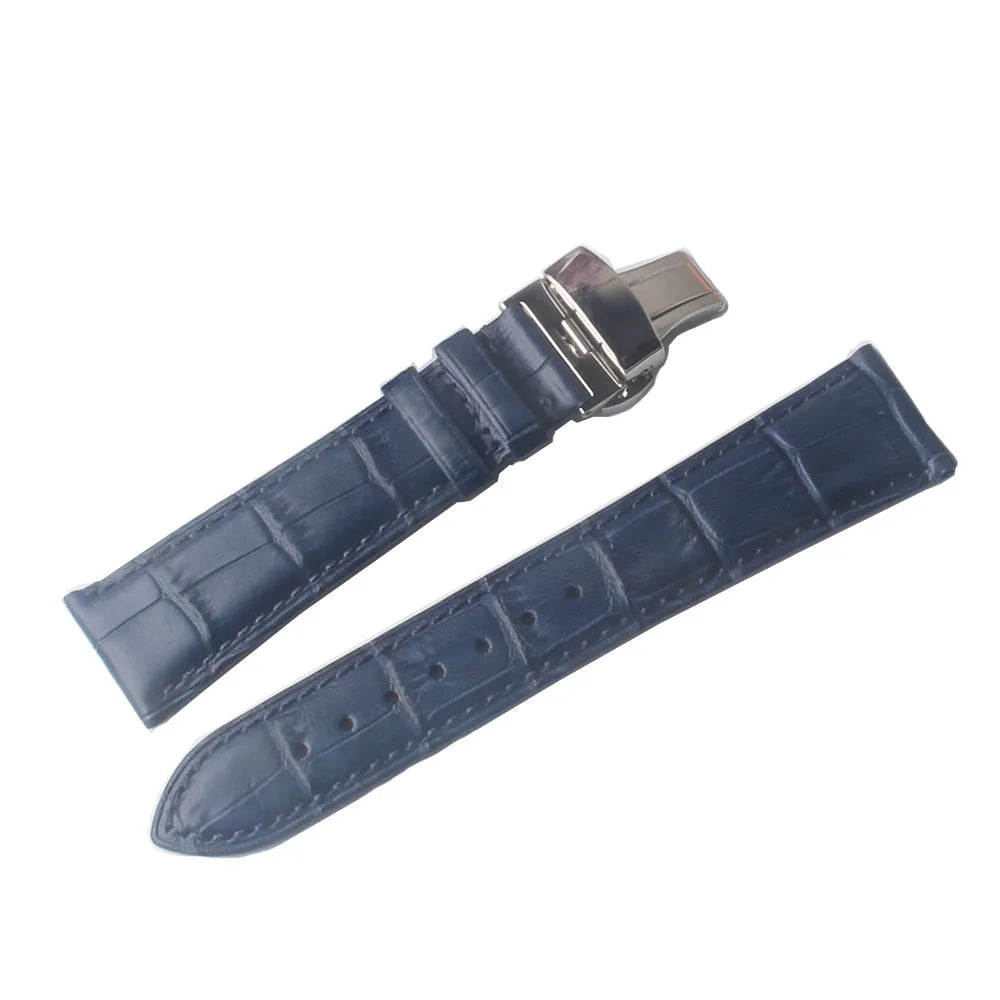 ฺBlue Alligator-Grain Leather Watch Strap – Butterfly Clasp Band-VivaStraps-Viva Timepiece