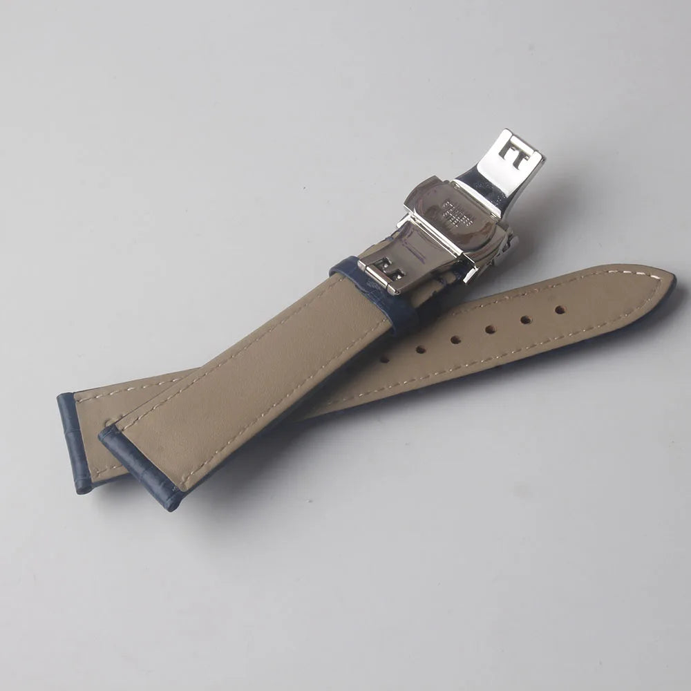 ฺBlue Alligator-Grain Leather Watch Strap – Butterfly Clasp Band-VivaStraps-Viva Timepiece