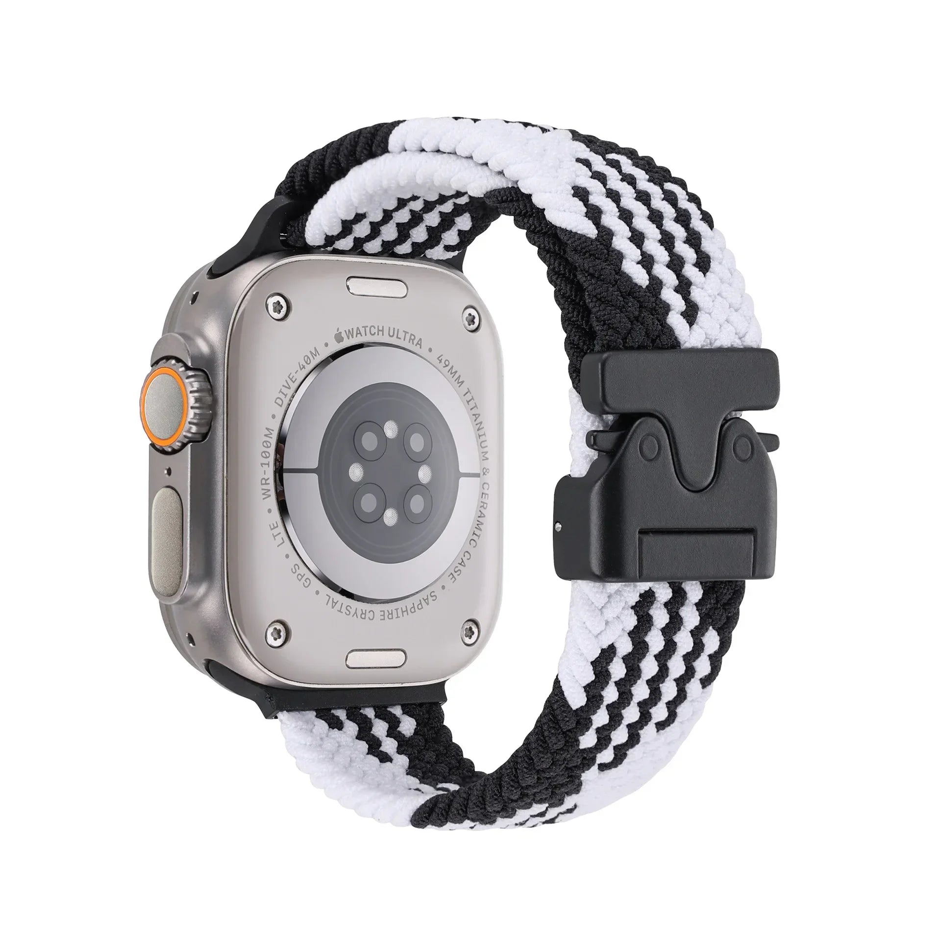 Braided Nylon Elastic Strap Compatible with Apple Watch 38–49mm Sport Clasp