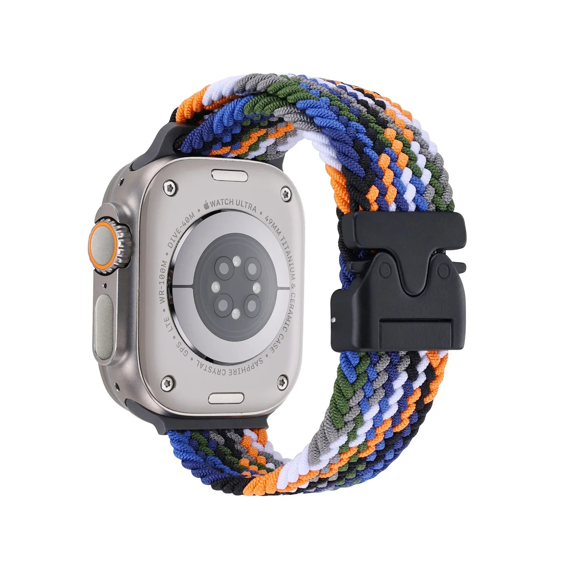 Braided Nylon Elastic Strap Compatible with Apple Watch 38–49mm Sport Clasp
