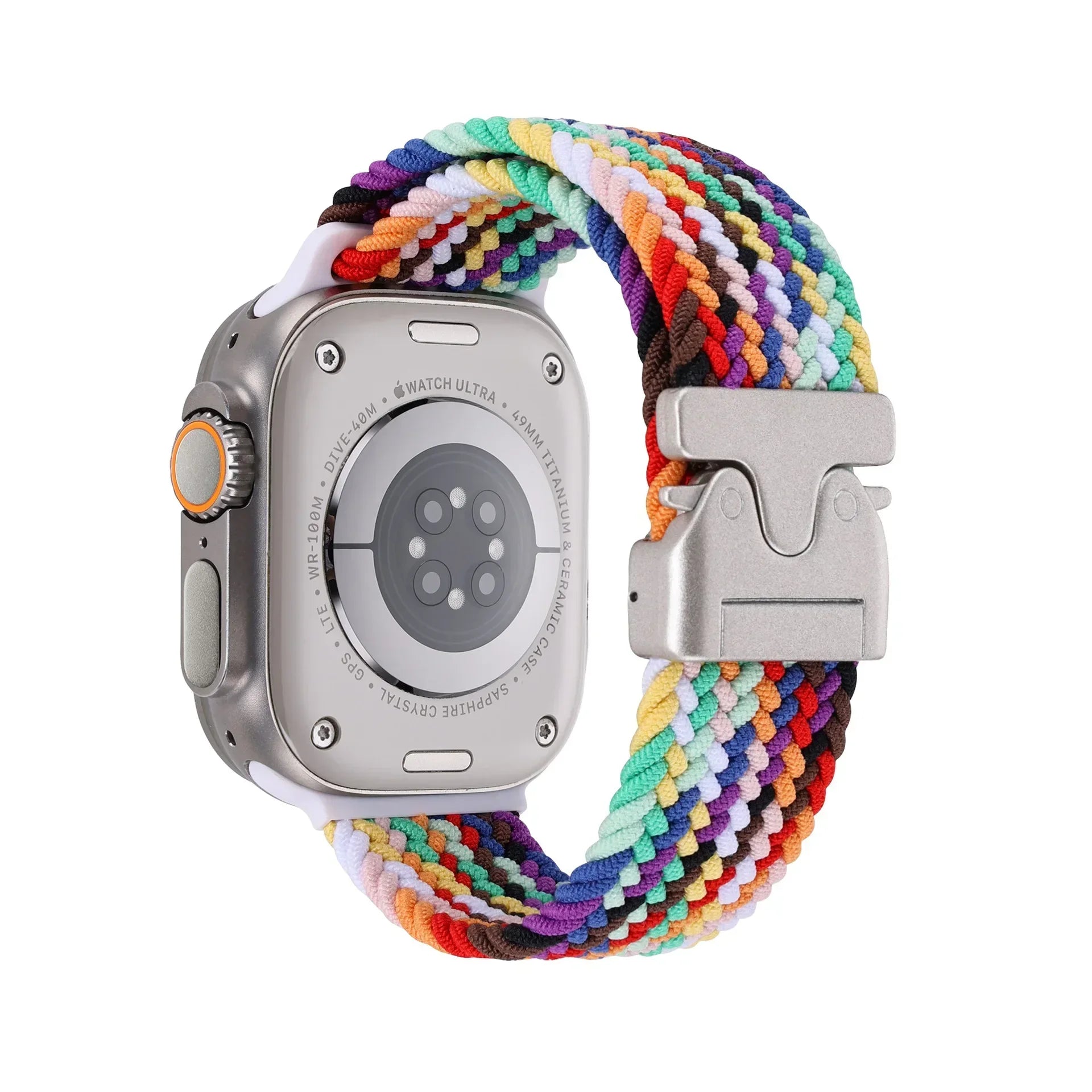 Braided Nylon Elastic Strap Compatible with Apple Watch 38–49mm Sport Clasp