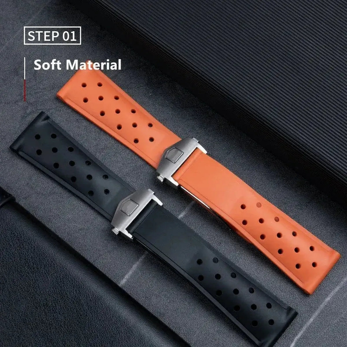 Breathable Silicone Watch Strap 20mm 22mm – Compatible with TAG Heuer-Watch Bands-VivaStraps-Army Green-With Blk Buckle-20mm-Viva Timepiece