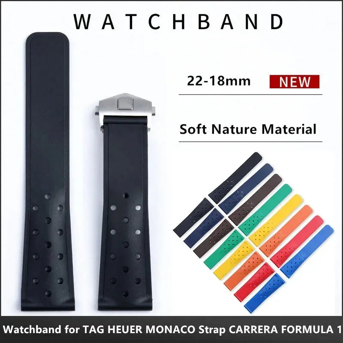 Breathable Silicone Watch Strap 20mm 22mm – Compatible with TAG Heuer-Watch Bands-VivaStraps-Army Green-With Blk Buckle-20mm-Viva Timepiece