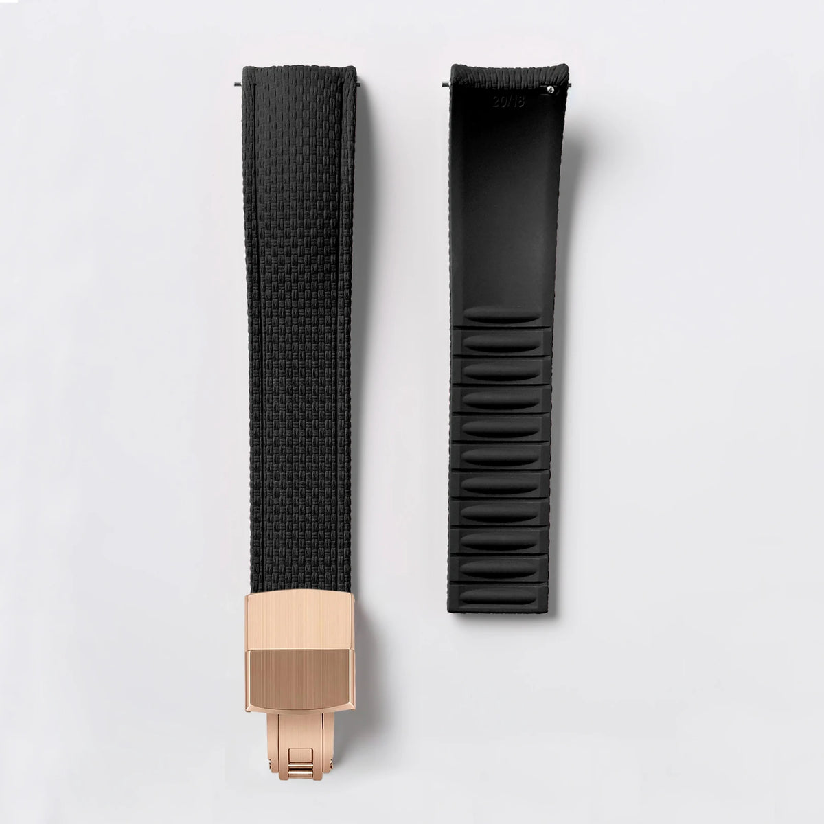 CTS FKM Curved-End Rubber Watch Strap 18mm 19mm 20mm – Butterfly Clasp