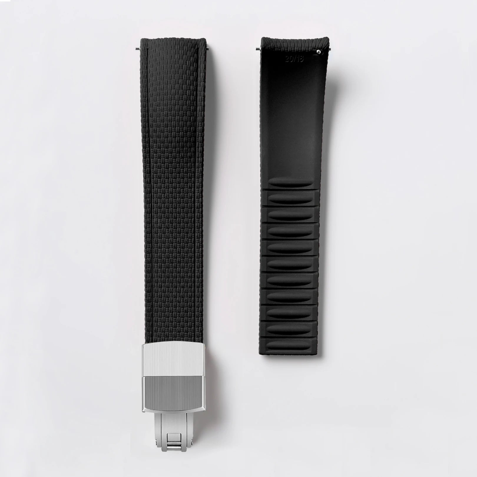 CTS FKM Curved-End Rubber Watch Strap 18mm 19mm 20mm – Butterfly Clasp