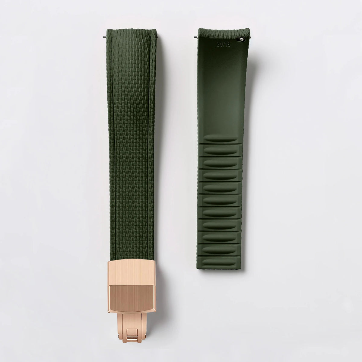 CTS FKM Curved-End Rubber Watch Strap 18mm 19mm 20mm – Butterfly Clasp