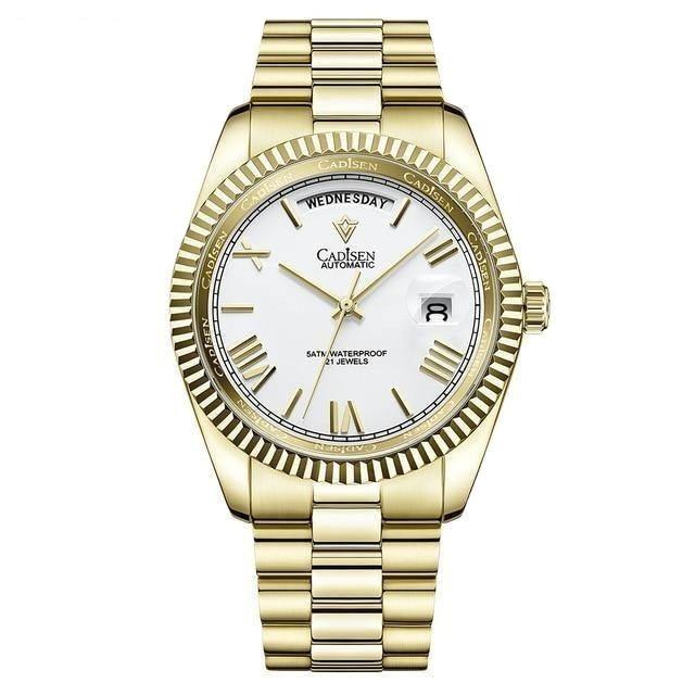 Cadisen Day-Date 40 Roman President Homage Watches Gold White - Cadisen | Viva Timepiece