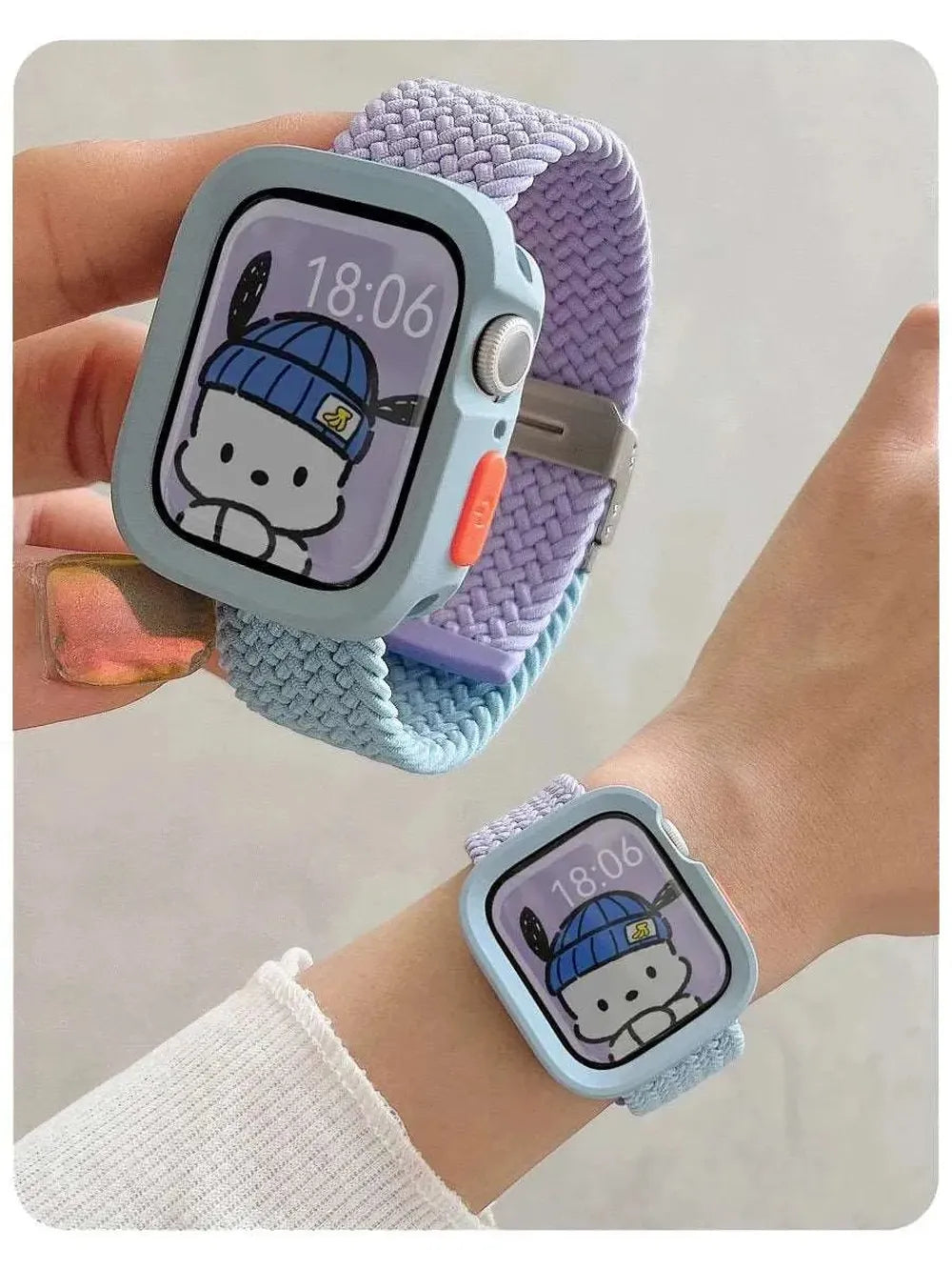 Candy Silicone Case with Braided Nylon Strap Compatible with Apple Watch 38–49mm