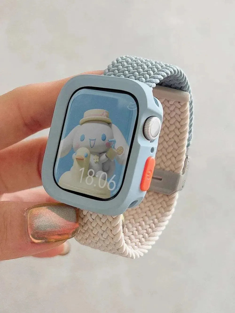 Candy Silicone Case with Braided Nylon Strap Compatible with Apple Watch 38–49mm