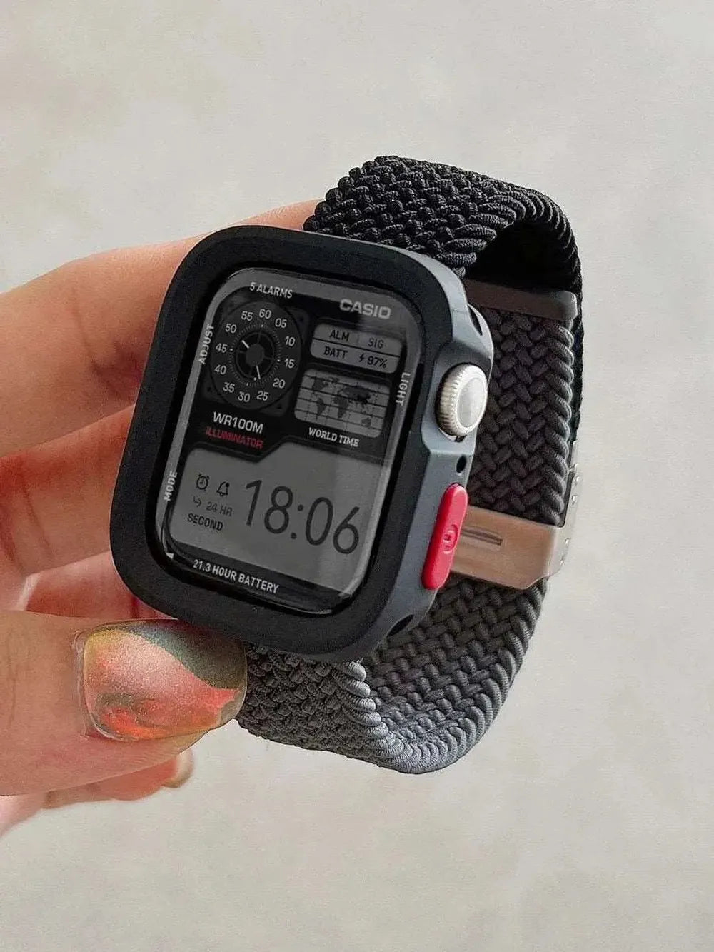 Candy Silicone Case with Braided Nylon Strap Compatible with Apple Watch 38–49mm