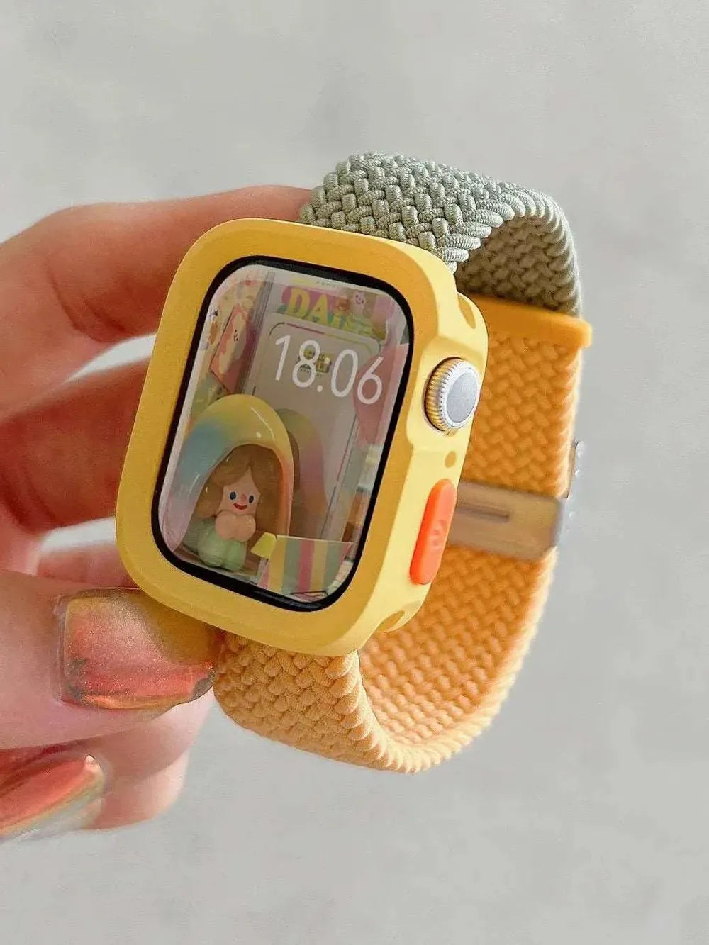 Candy Silicone Case with Braided Nylon Strap Compatible with Apple Watch 38–49mm