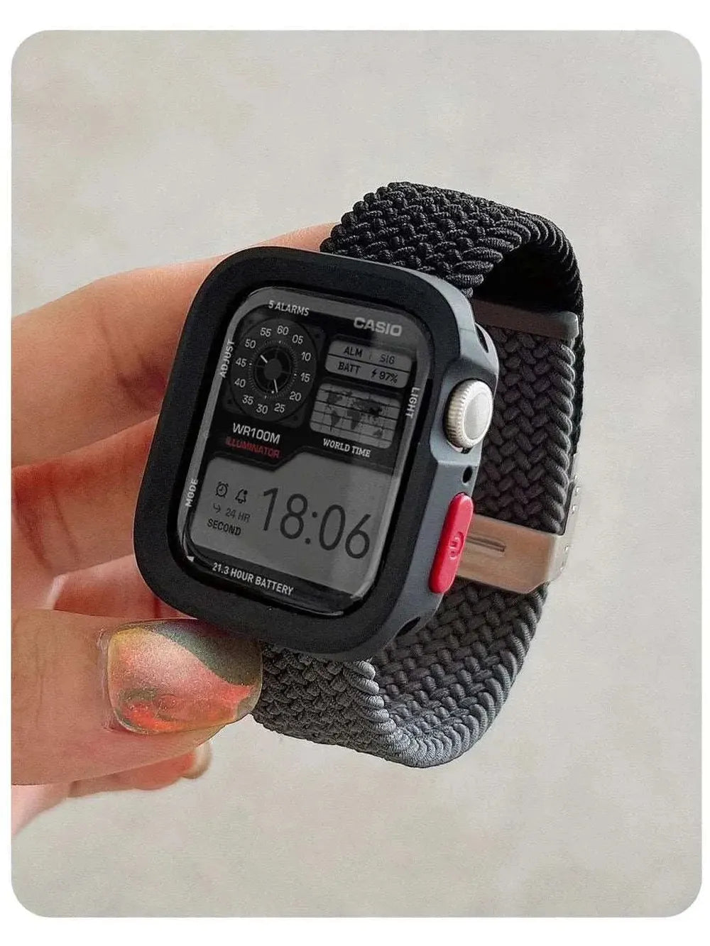 Candy Silicone Case with Braided Nylon Strap Compatible with Apple Watch 38–49mm