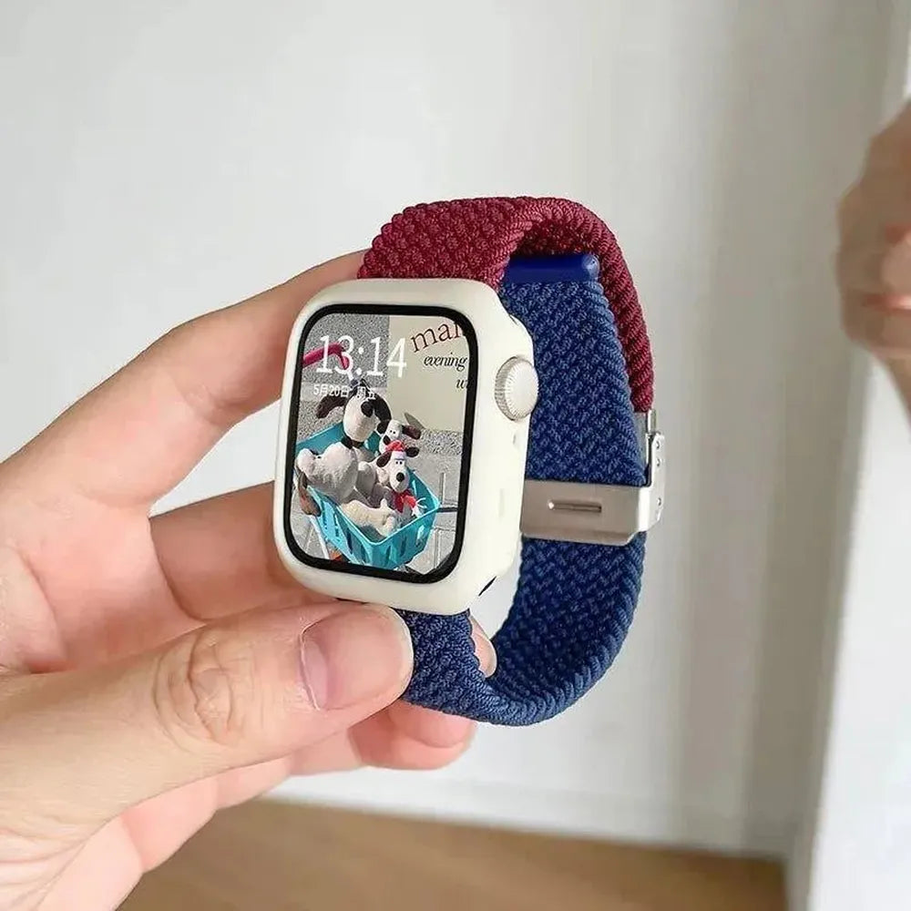 Candy Silicone Case with Braided Nylon Strap Compatible with Apple Watch 38–49mm