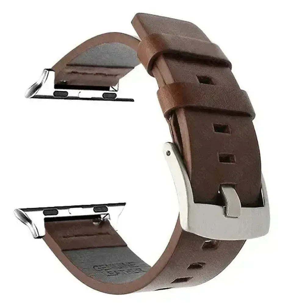 Classic Buckle Leather Strap Compatible with Apple Watch Series 10, 9, 8, SE, Ultra