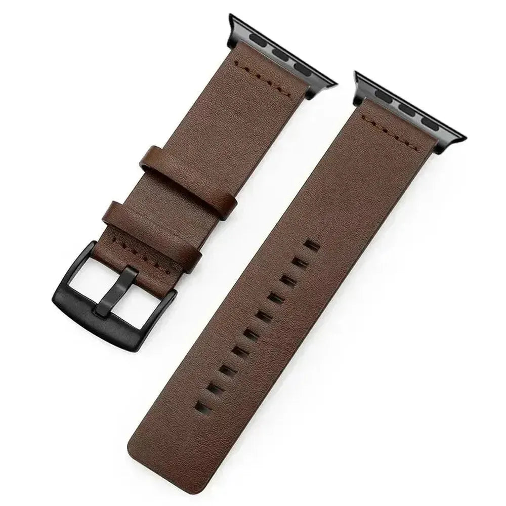 Classic Buckle Leather Strap Compatible with Apple Watch Series 10, 9, 8, SE, Ultra