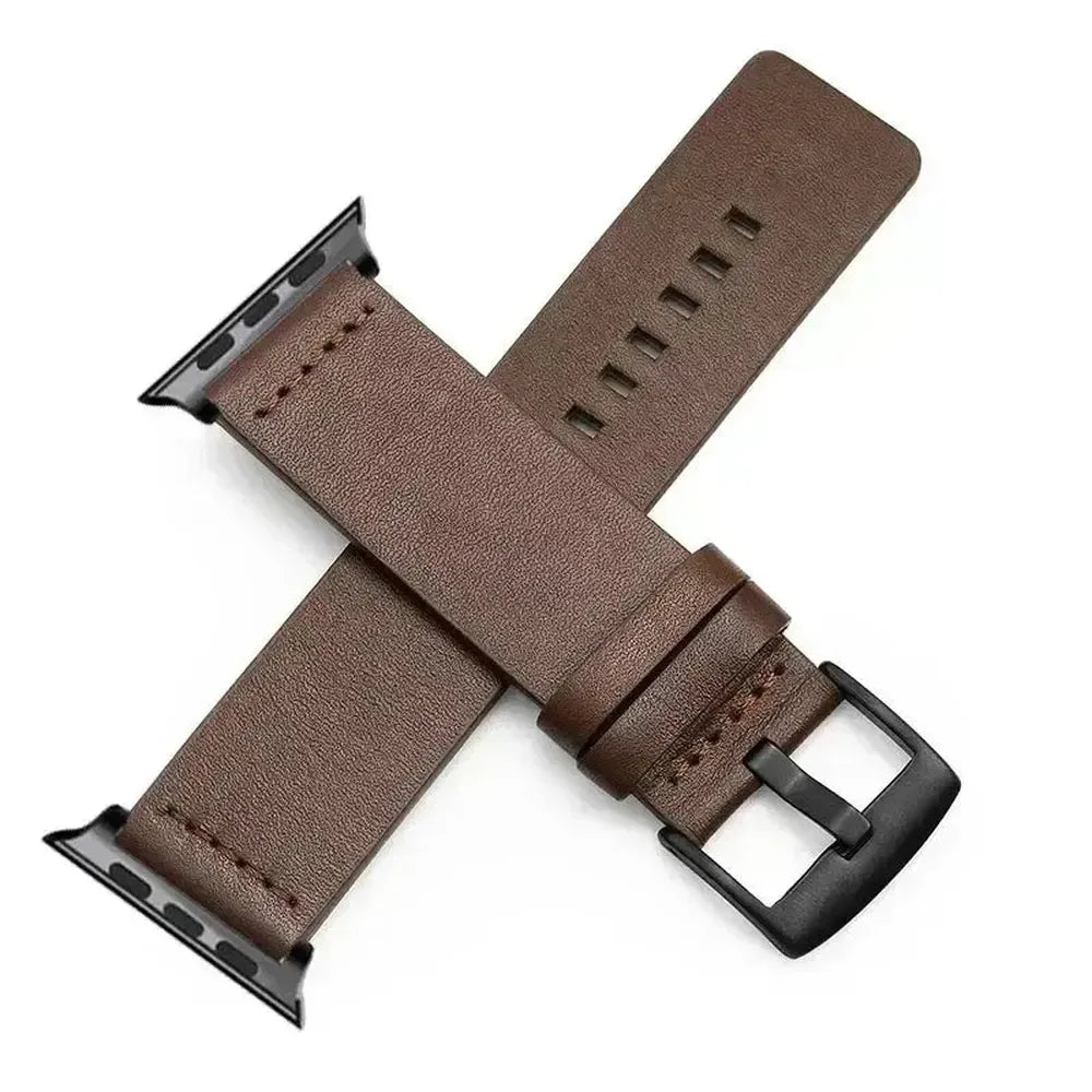 Classic Buckle Leather Strap Compatible with Apple Watch Series 10, 9, 8, SE, Ultra