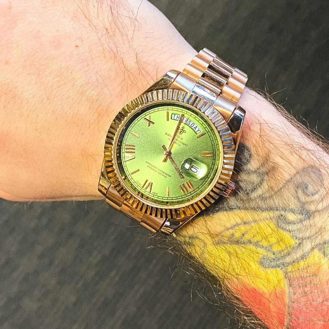 Classic Day-Date Jewel Quartz Watch – Fluted Bezel-LGXIGE-Viva Timepiece