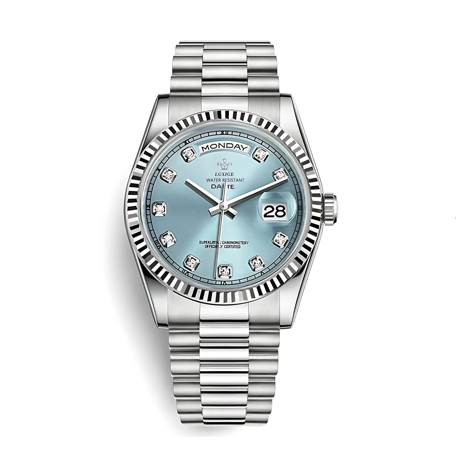 Classic Day-Date Jewel Quartz Watch – Fluted Bezel-LGXIGE-Viva Timepiece