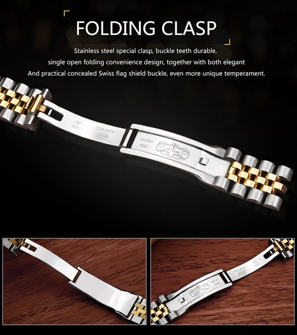 Classic Day-Date Quartz Watch – Fluted Bezel-Holuns-Viva Timepiece