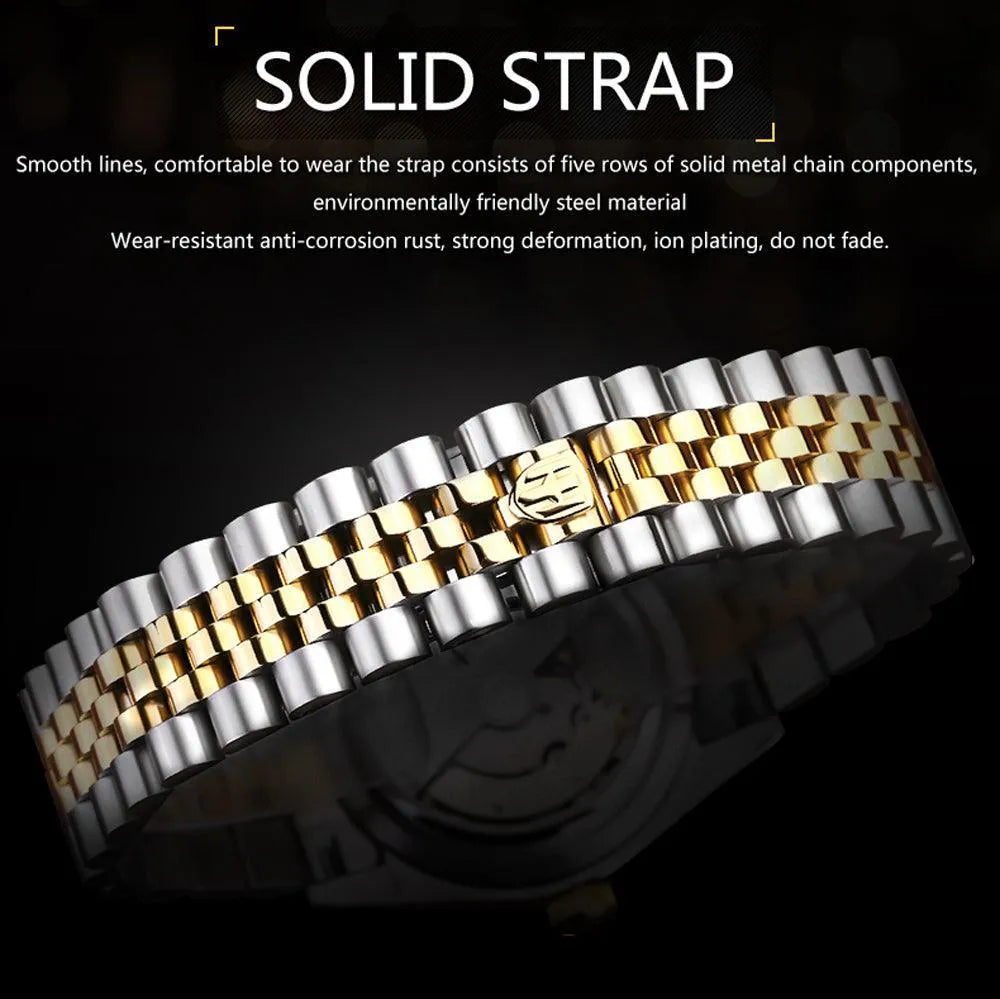 Classic Day-Date Quartz Watch – Fluted Bezel-Holuns-Viva Timepiece