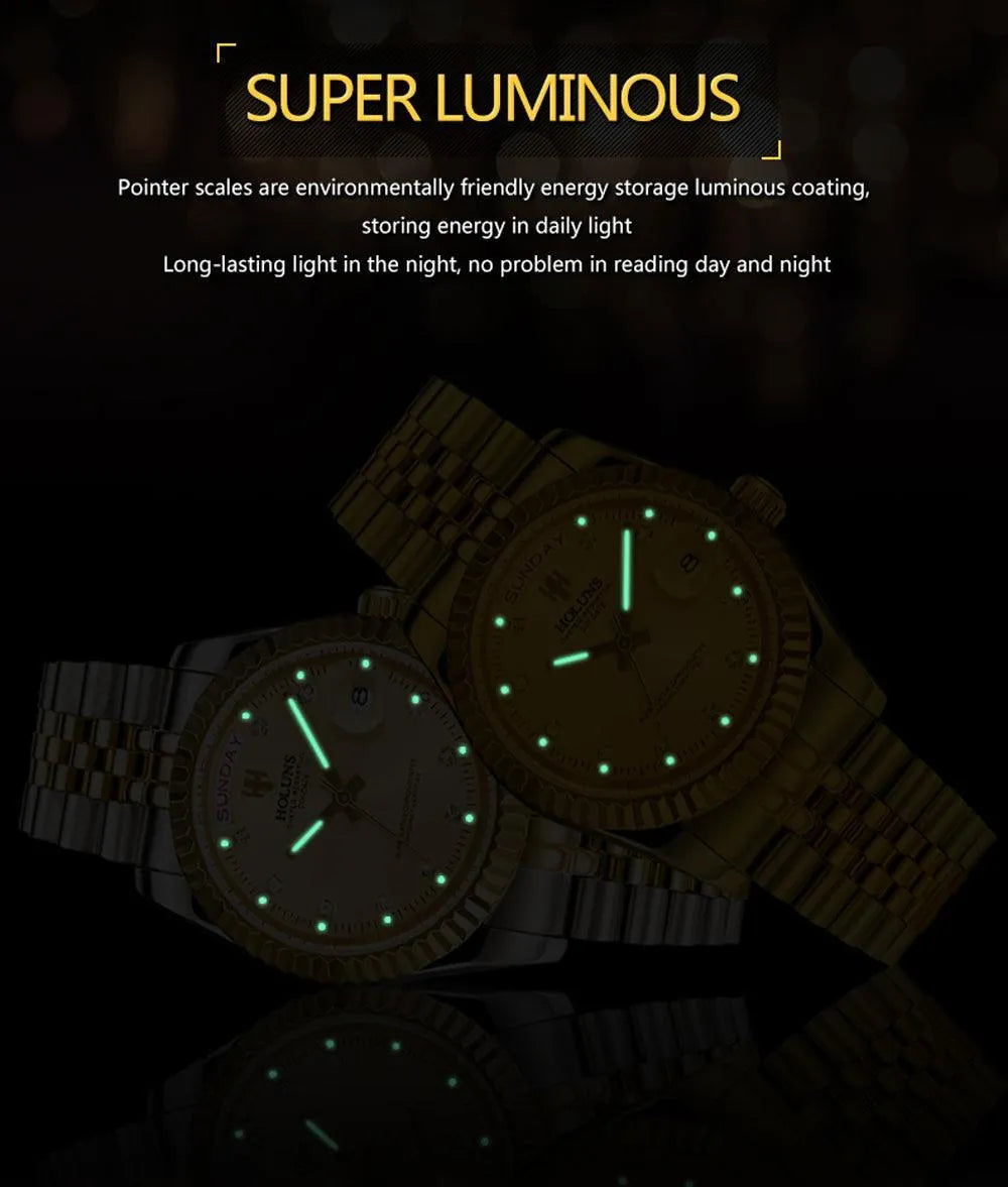 Classic Day-Date Quartz Watch – Fluted Bezel-Holuns-Viva Timepiece