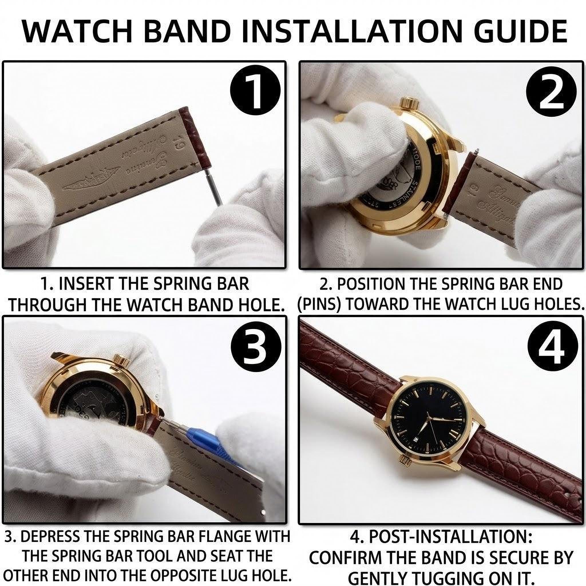 Classic Leather Watch Strap 12mm–24mm – Pin or Butterfly Clasp