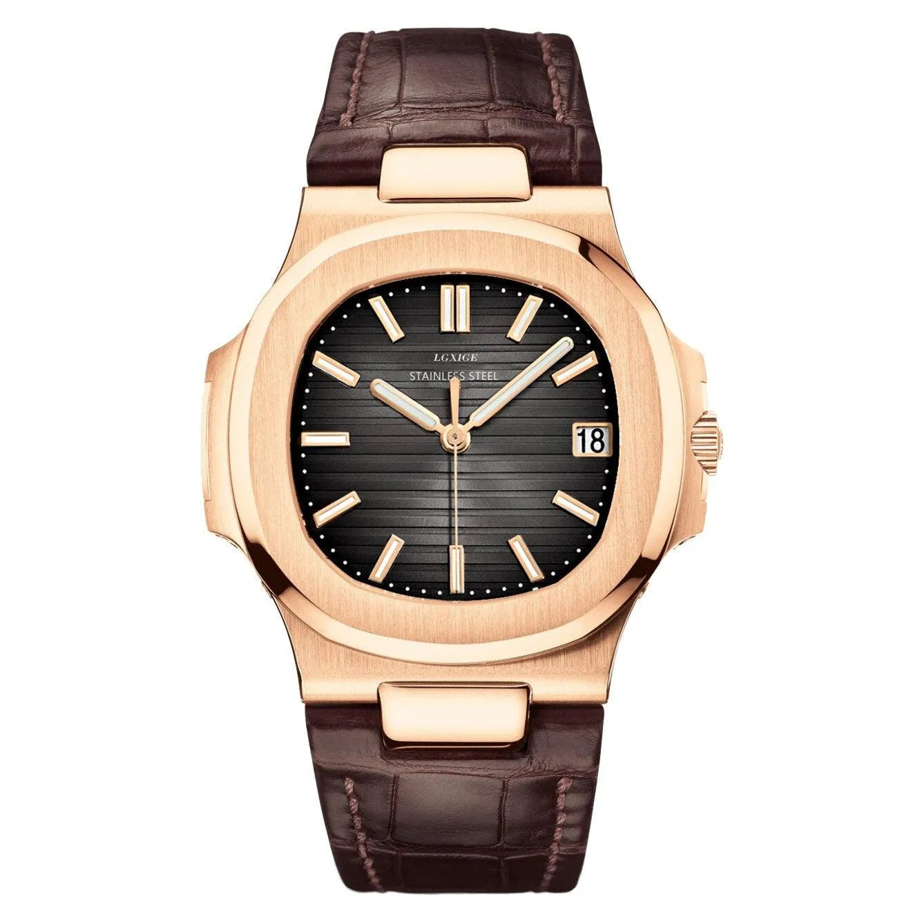 Classic Octa Quartz Watch – Sapphire Leather Strap-LGXIGE-Viva Timepiece