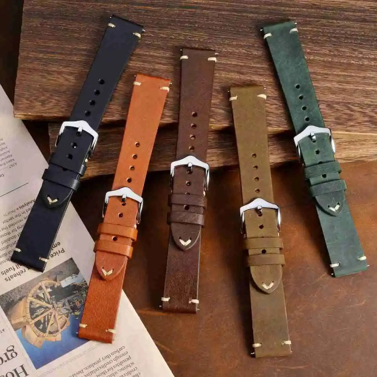 Crazy Horse Leather Watch Strap Compatible with 18mm–24mm Watches-VivaStraps-Viva Timepiece