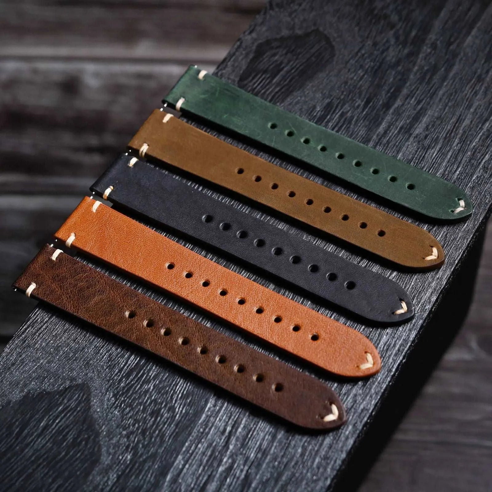 Crazy Horse Leather Watch Strap Compatible with 18mm–24mm Watches-VivaStraps-Viva Timepiece