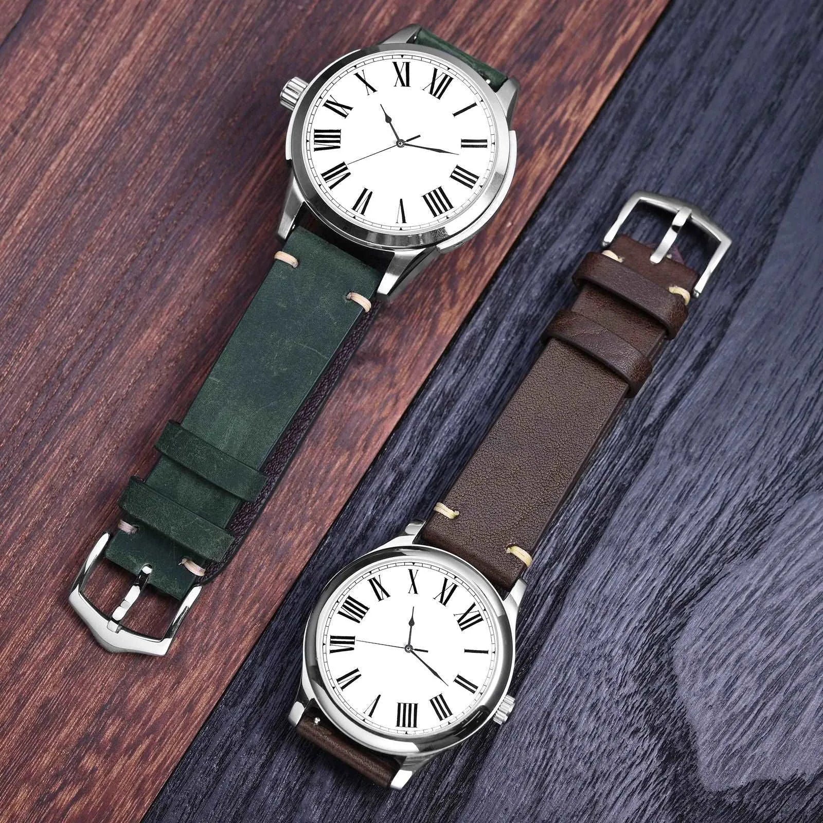 Crazy Horse Leather Watch Strap Compatible with 18mm–24mm Watches-VivaStraps-Viva Timepiece