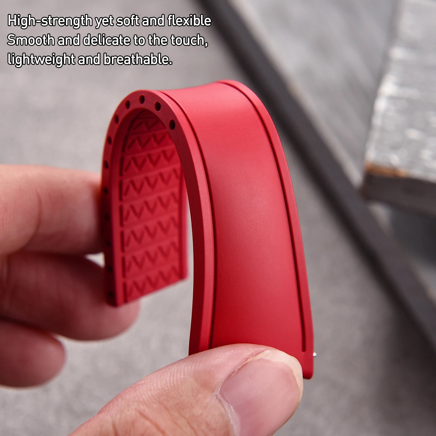 Curved-End CTS FKM Rubber Watch Strap – 20mm / 22mm, Quick Release, Butterfly Clasp-Straptique-Viva Timepiece