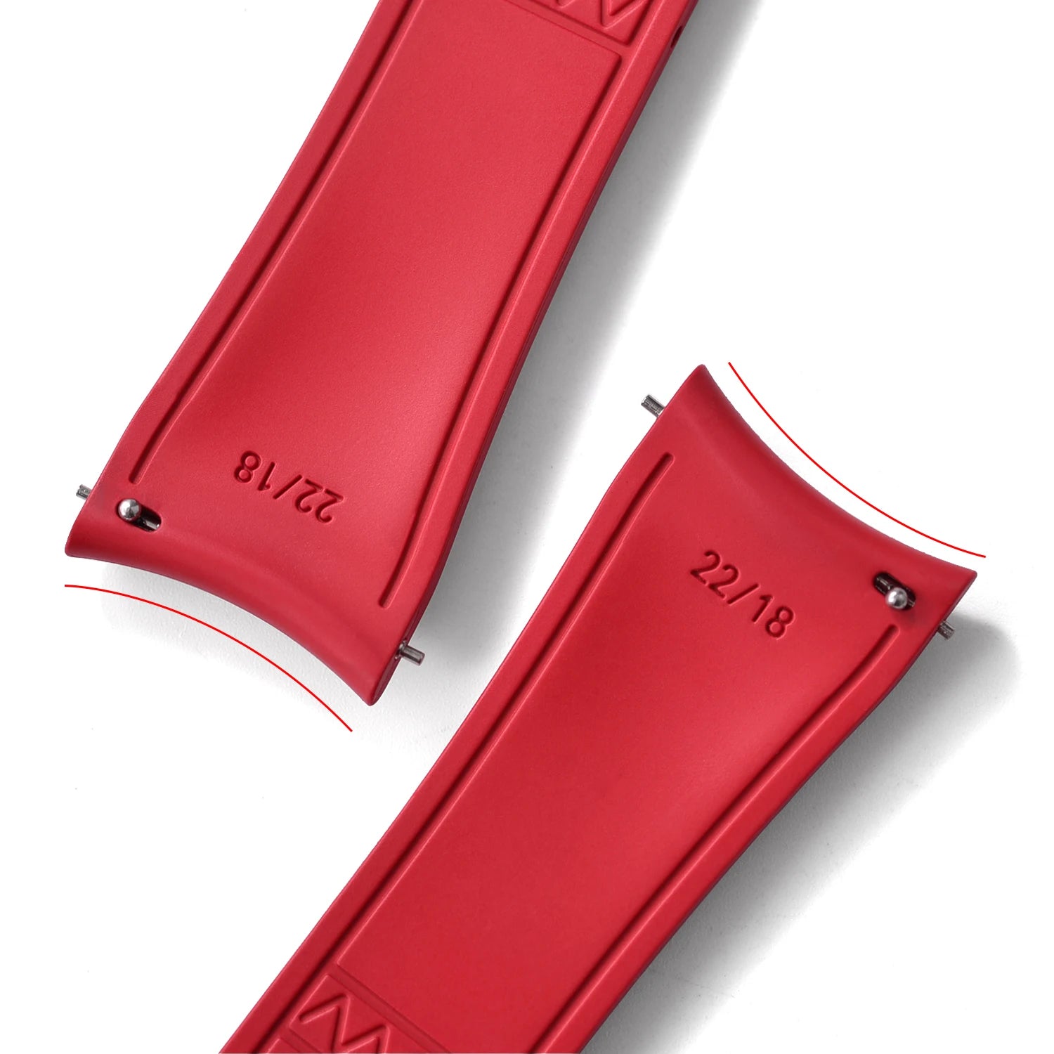 Curved-End CTS FKM Rubber Watch Strap – 20mm / 22mm, Quick Release, Butterfly Clasp-Straptique-Viva Timepiece