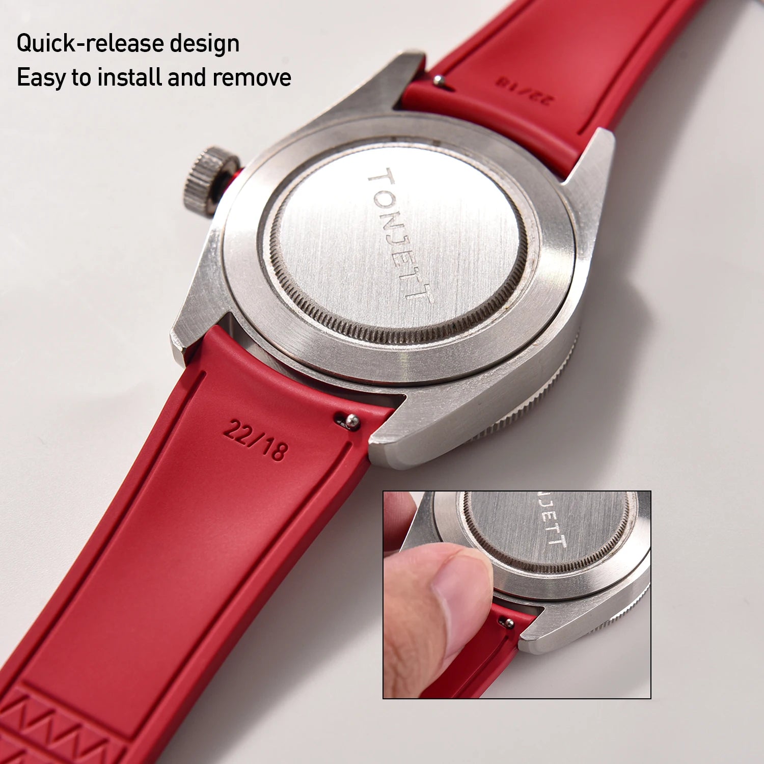 Curved-End CTS FKM Rubber Watch Strap – 20mm / 22mm, Quick Release, Butterfly Clasp-Straptique-Viva Timepiece