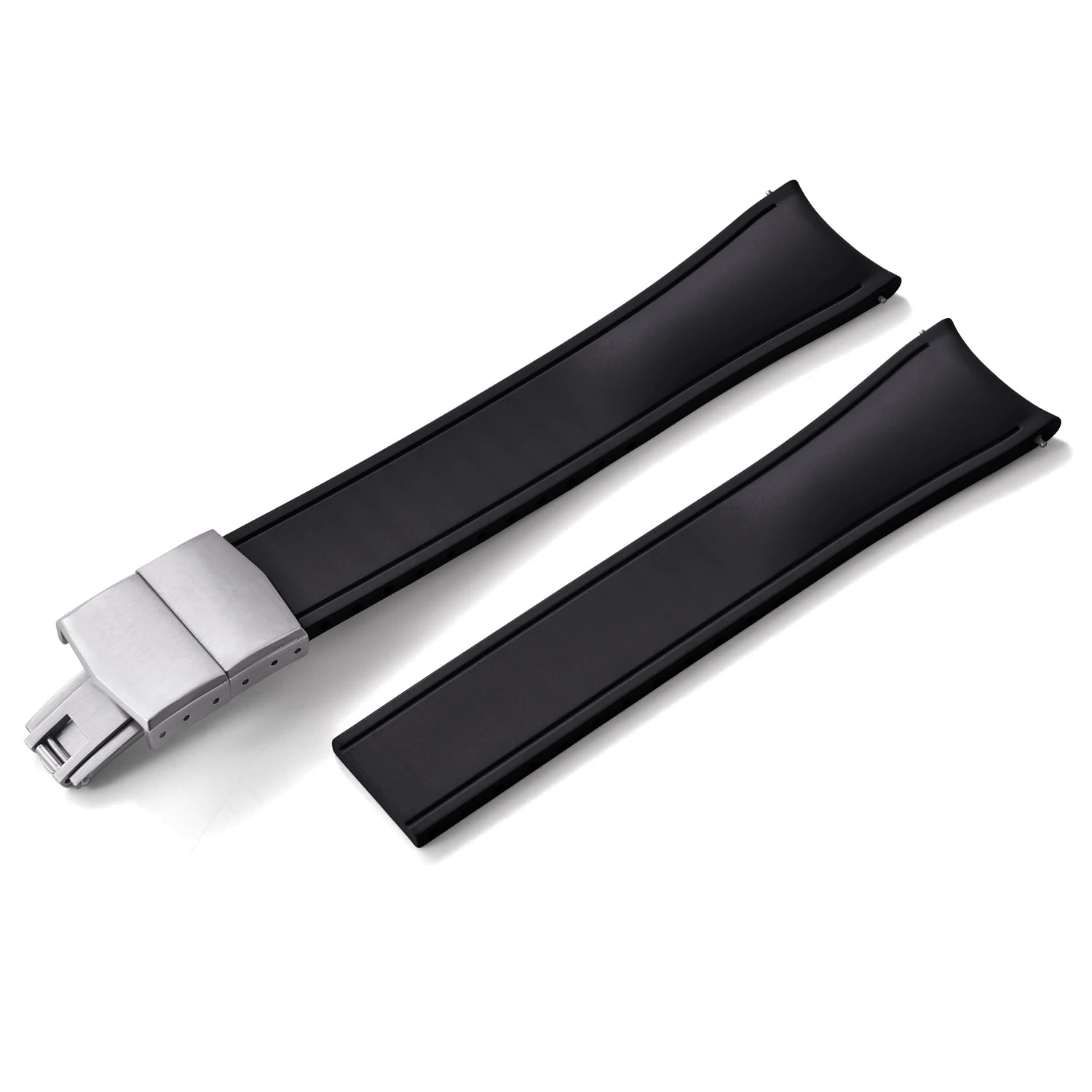 Curved-End CTS FKM Rubber Watch Strap – 20mm / 22mm, Quick Release, Butterfly Clasp-Straptique-Viva Timepiece