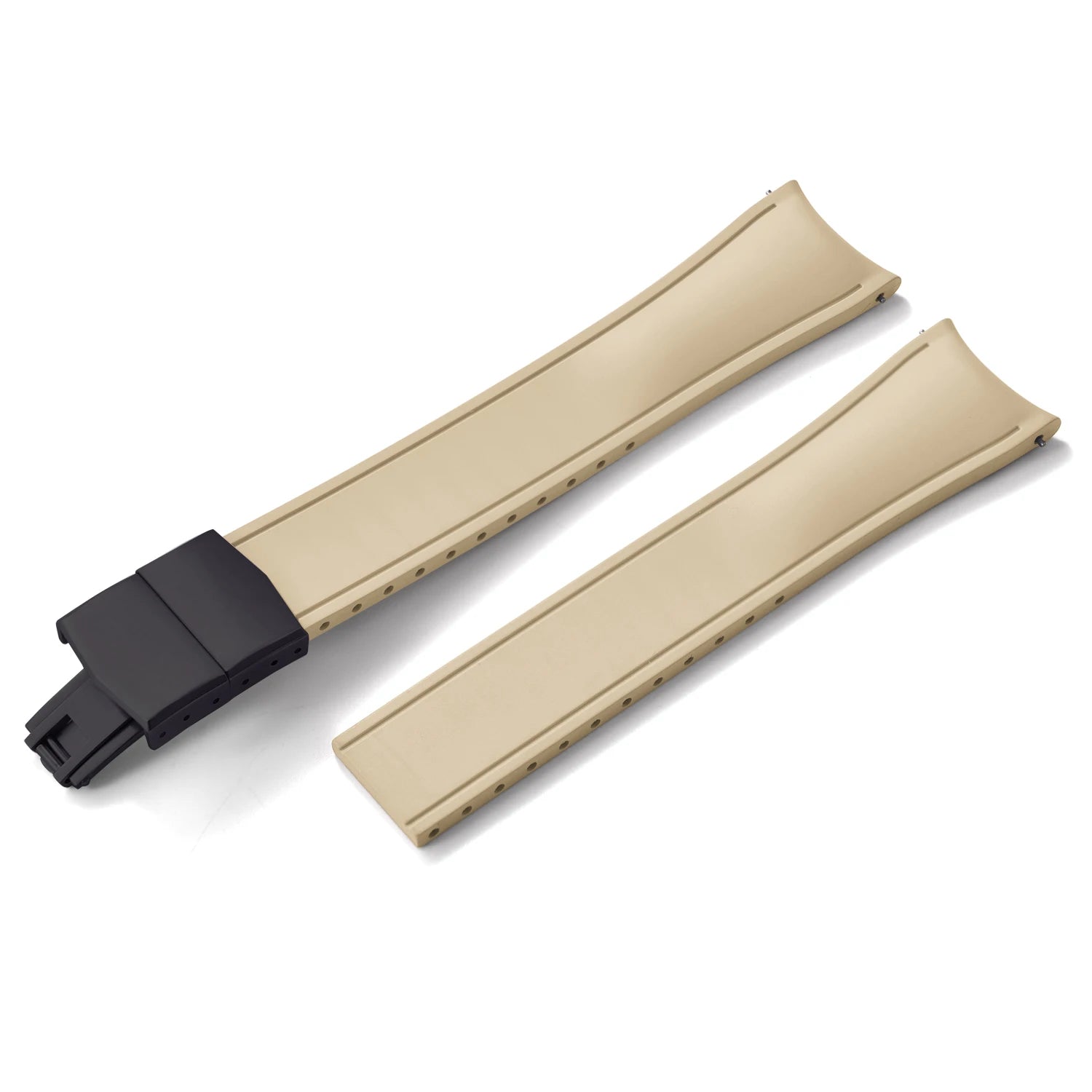 Curved-End CTS FKM Rubber Watch Strap – 20mm / 22mm, Quick Release, Butterfly Clasp-Straptique-Viva Timepiece