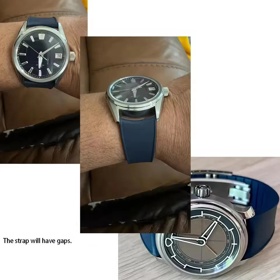 Curved-End CTS FKM Rubber Watch Strap – 20mm / 22mm, Quick Release, Butterfly Clasp-Straptique-Viva Timepiece