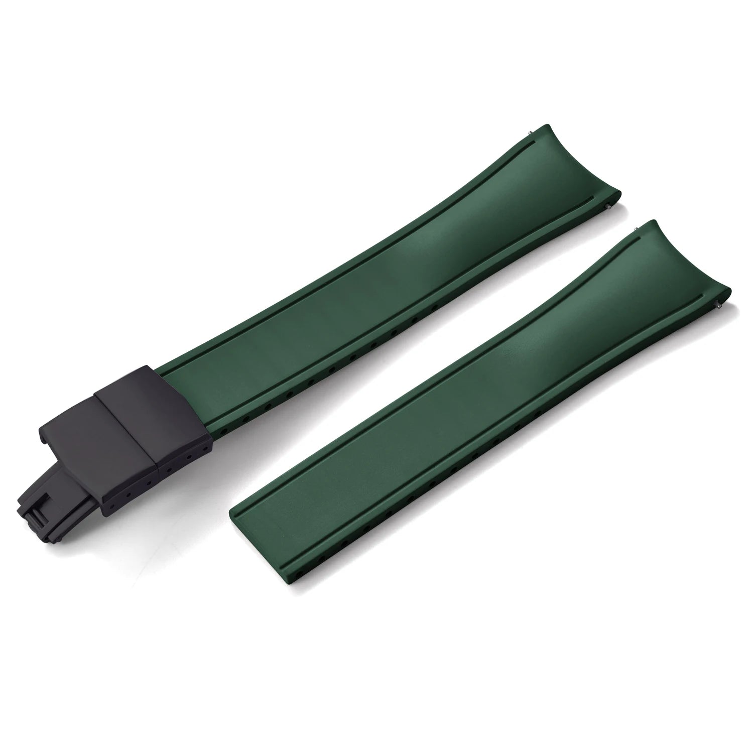 Curved-End CTS FKM Rubber Watch Strap – 20mm / 22mm, Quick Release, Butterfly Clasp-Straptique-Viva Timepiece