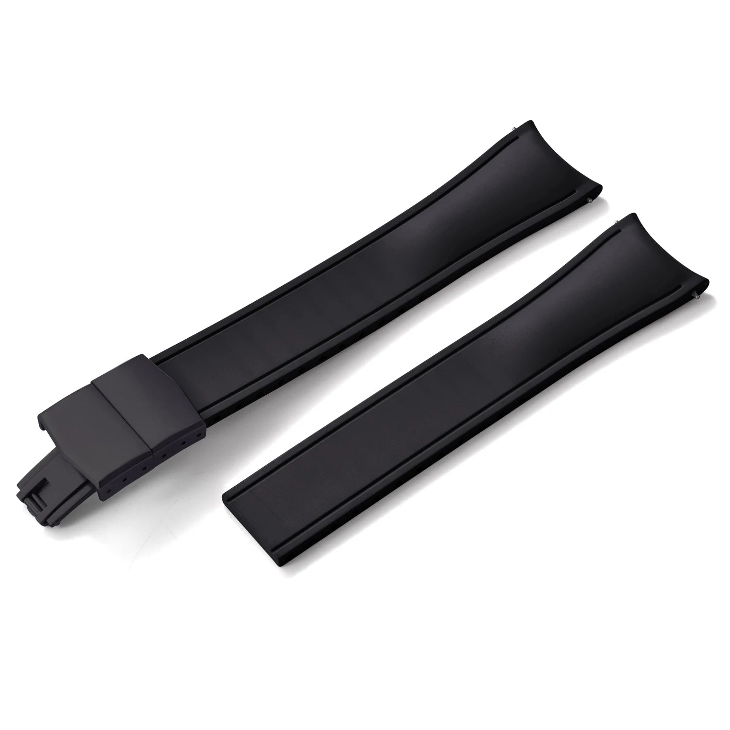 Curved-End CTS FKM Rubber Watch Strap – 20mm / 22mm, Quick Release, Butterfly Clasp-Straptique-Viva Timepiece