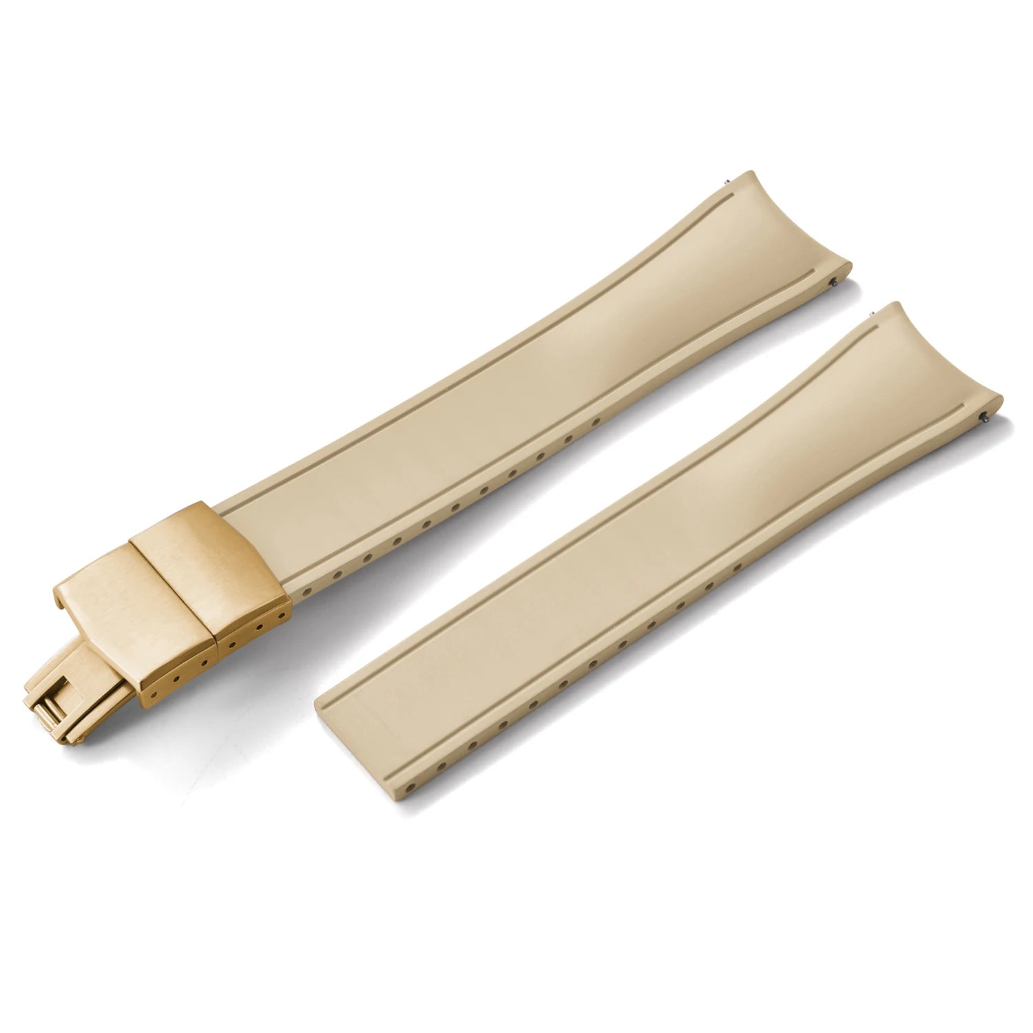 Curved-End CTS FKM Rubber Watch Strap – 20mm / 22mm, Quick Release, Butterfly Clasp-Straptique-Viva Timepiece