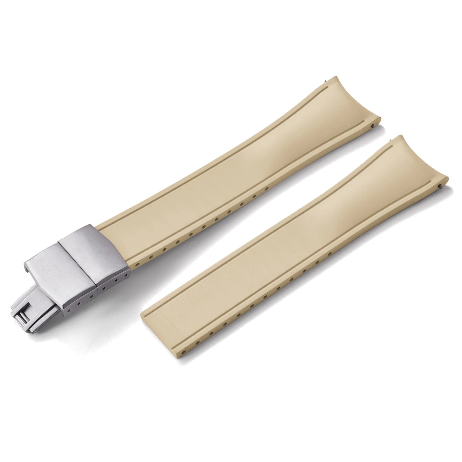 Curved-End CTS FKM Rubber Watch Strap – 20mm / 22mm, Quick Release, Butterfly Clasp-Straptique-Viva Timepiece