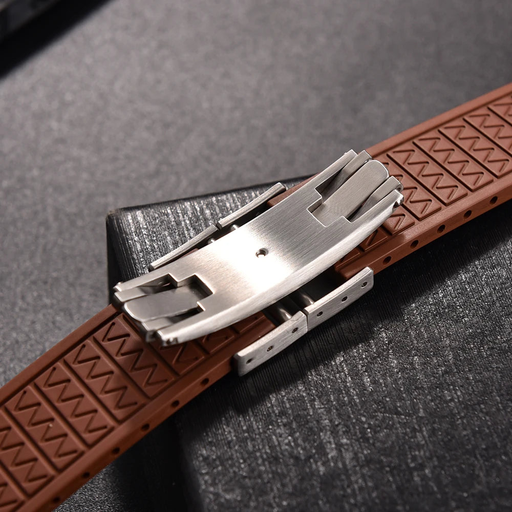 Curved-End CTS FKM Rubber Watch Strap – 20mm / 22mm, Quick Release, Butterfly Clasp-Straptique-Viva Timepiece
