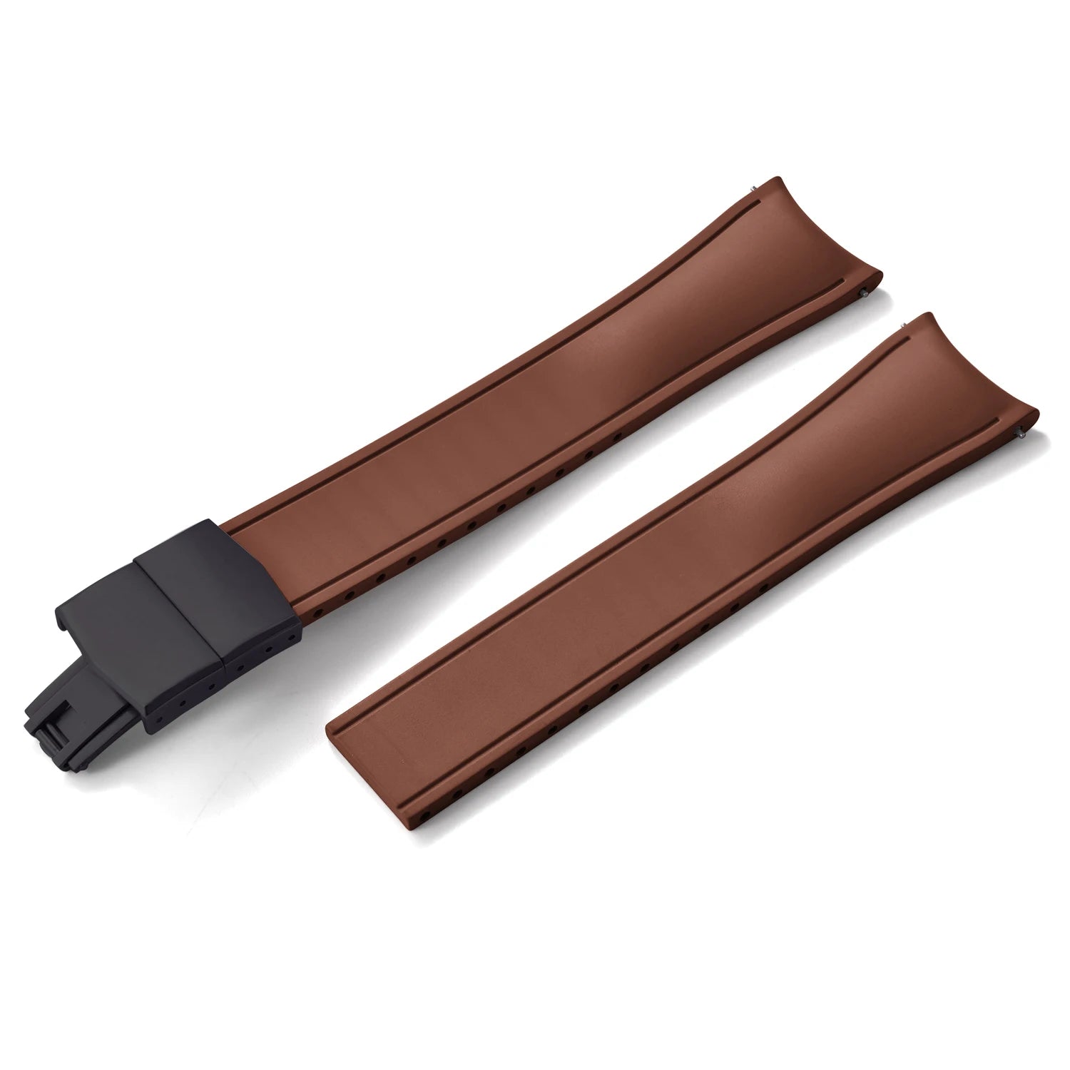 Curved-End CTS FKM Rubber Watch Strap – 20mm / 22mm, Quick Release, Butterfly Clasp-Straptique-Viva Timepiece