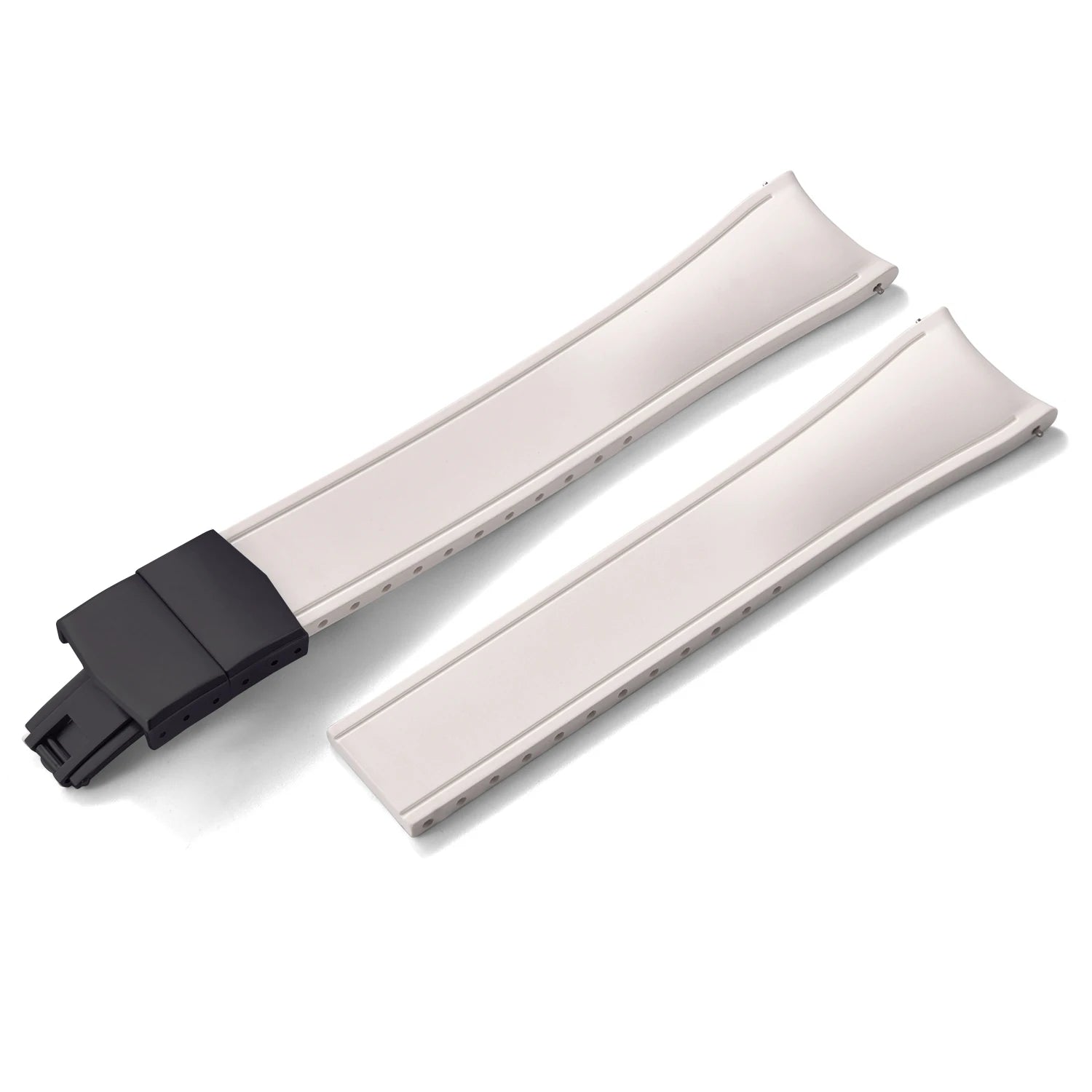 Curved-End CTS FKM Rubber Watch Strap – 20mm / 22mm, Quick Release, Butterfly Clasp-Straptique-Viva Timepiece