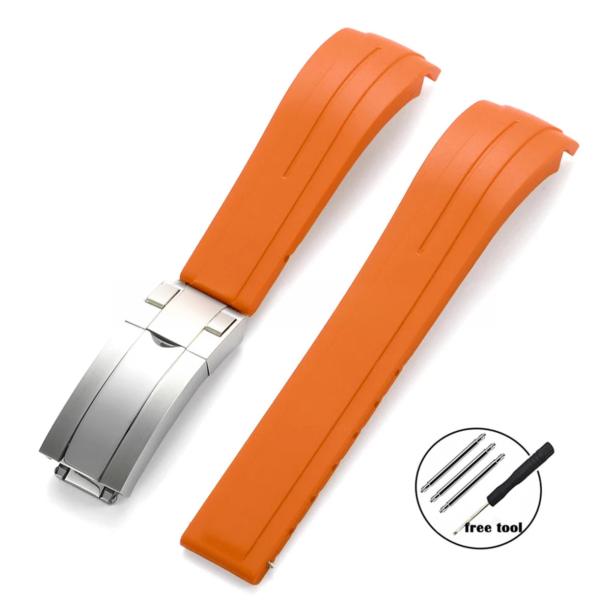 Curved-End Rubber Watch Strap 20mm–22mm – Compatible with Rolex Daytona-VivaStraps-Viva Timepiece