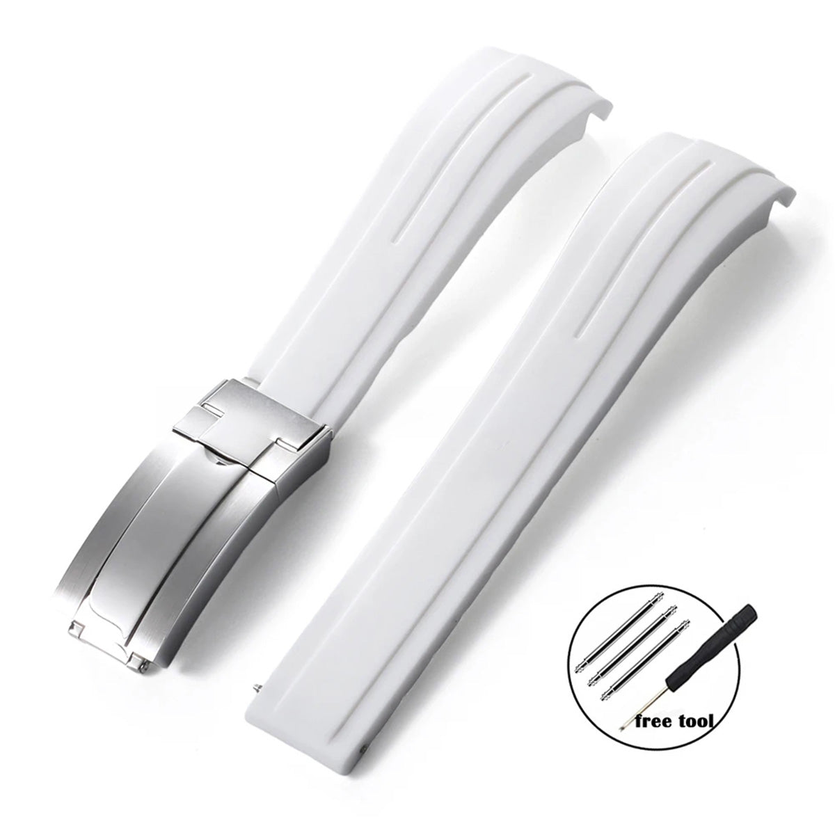 Curved-End Rubber Watch Strap 20mm–22mm – Compatible with Rolex Daytona-VivaStraps-Viva Timepiece