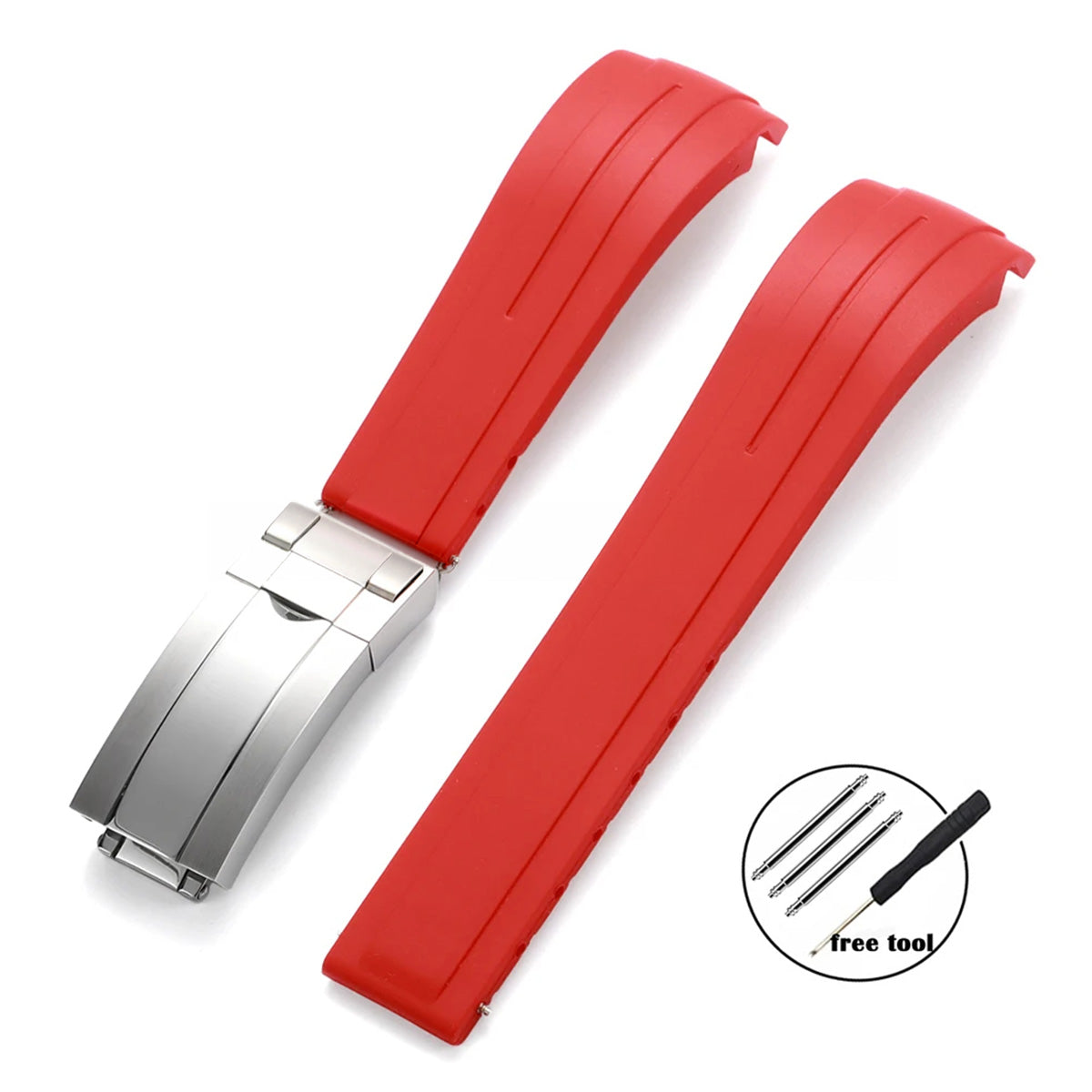 Curved-End Rubber Watch Strap 20mm–22mm – Compatible with Rolex Daytona-VivaStraps-Viva Timepiece