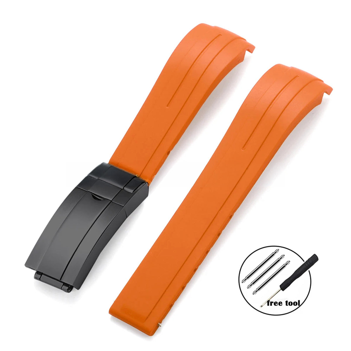 Curved-End Rubber Watch Strap 20mm–22mm – Compatible with Rolex Daytona-VivaStraps-Viva Timepiece