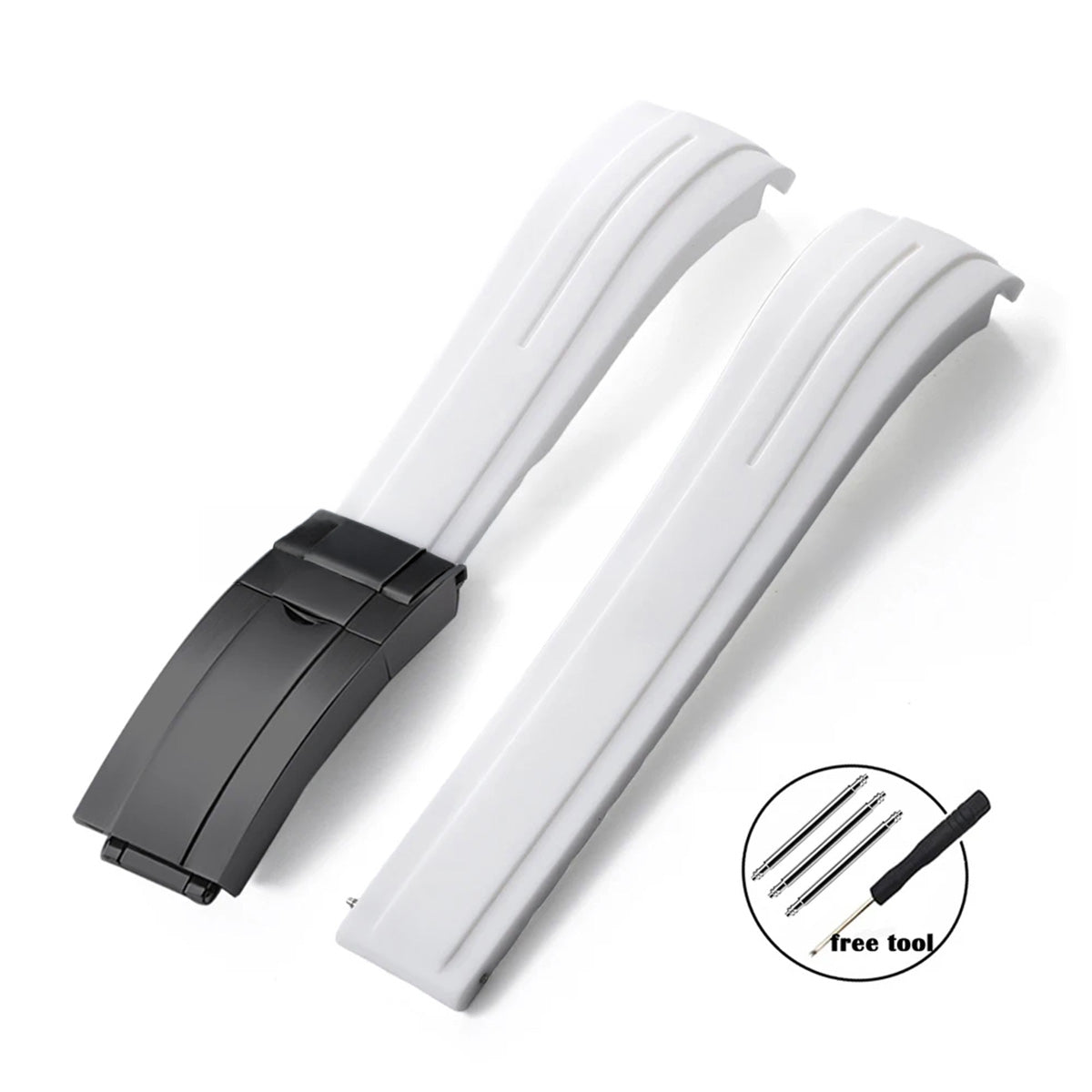 Curved-End Rubber Watch Strap 20mm–22mm – Compatible with Rolex Daytona-VivaStraps-Viva Timepiece