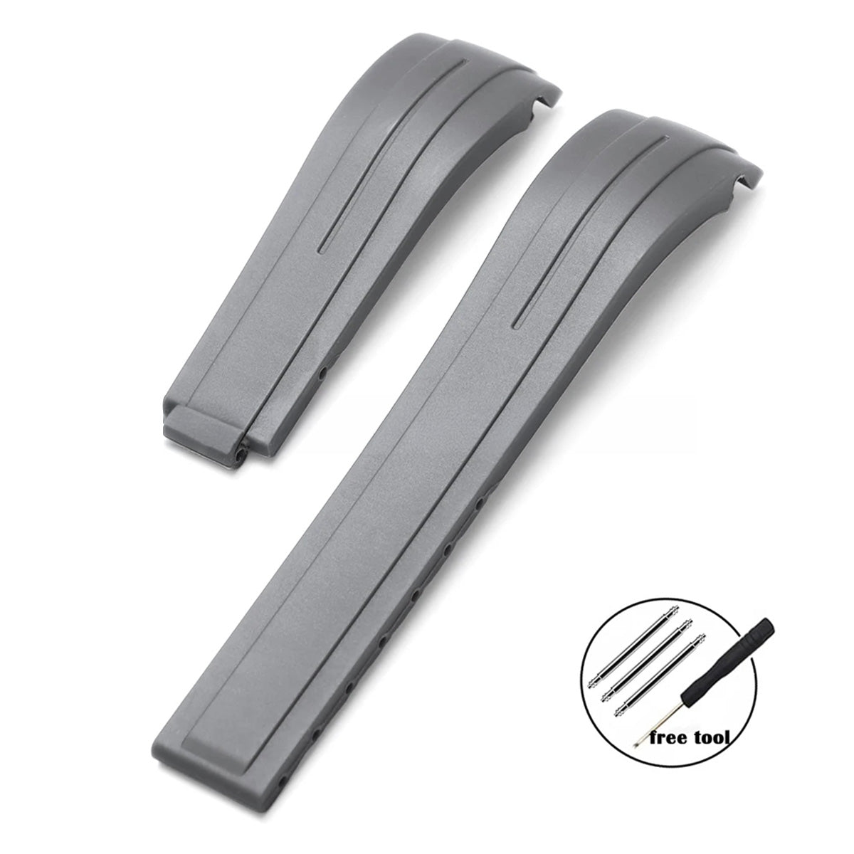 Curved-End Rubber Watch Strap 20mm–22mm – Compatible with Rolex Daytona-VivaStraps-Viva Timepiece