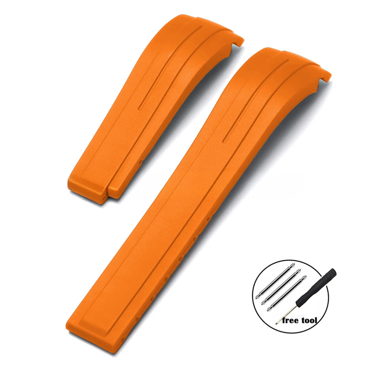 Curved-End Rubber Watch Strap 20mm–22mm – Compatible with Rolex Daytona-VivaStraps-Viva Timepiece